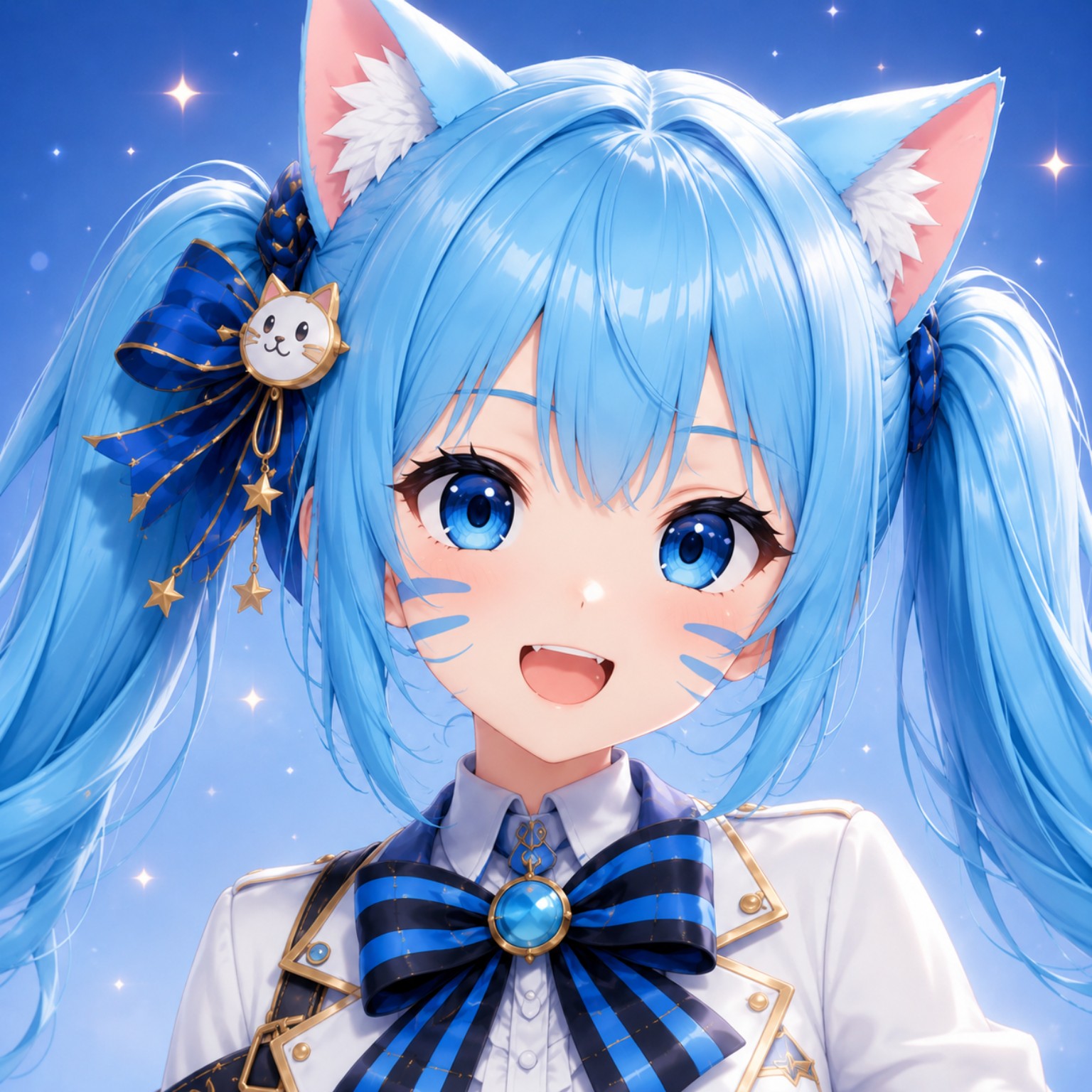 青い髪と猫耳が特徴のにこまるのアイコン